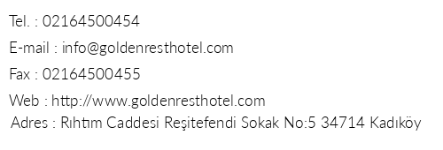 Golden Rest Hotel telefon numaralar, faks, e-mail, posta adresi ve iletiim bilgileri